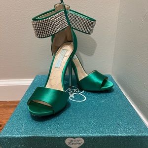 Betsey Johnson Unite bedazzled strappy sandal heels